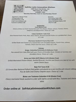 Menu photo 8 Sofrito Latin Innovation Kitchen Greensboro, NC