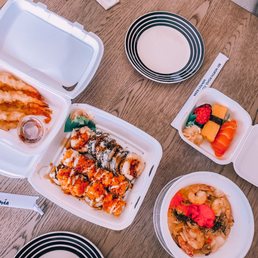 a variety of food items on a table