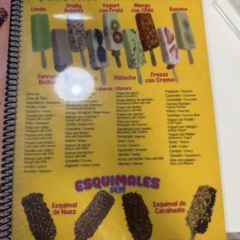 La Neveria Michoacana - The one page of Paletas flavors! - Ice Cream & Frozen Yogurt Near Me - Baltimore, Maryland