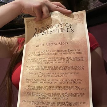 Barbacoa Grill - Special scroll with a story of Saint Valentines - Steakhouses Near Me - Boise, Idaho