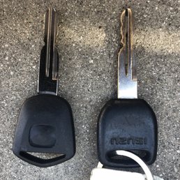 Original Isuzu key next to my new emergency duplicate!