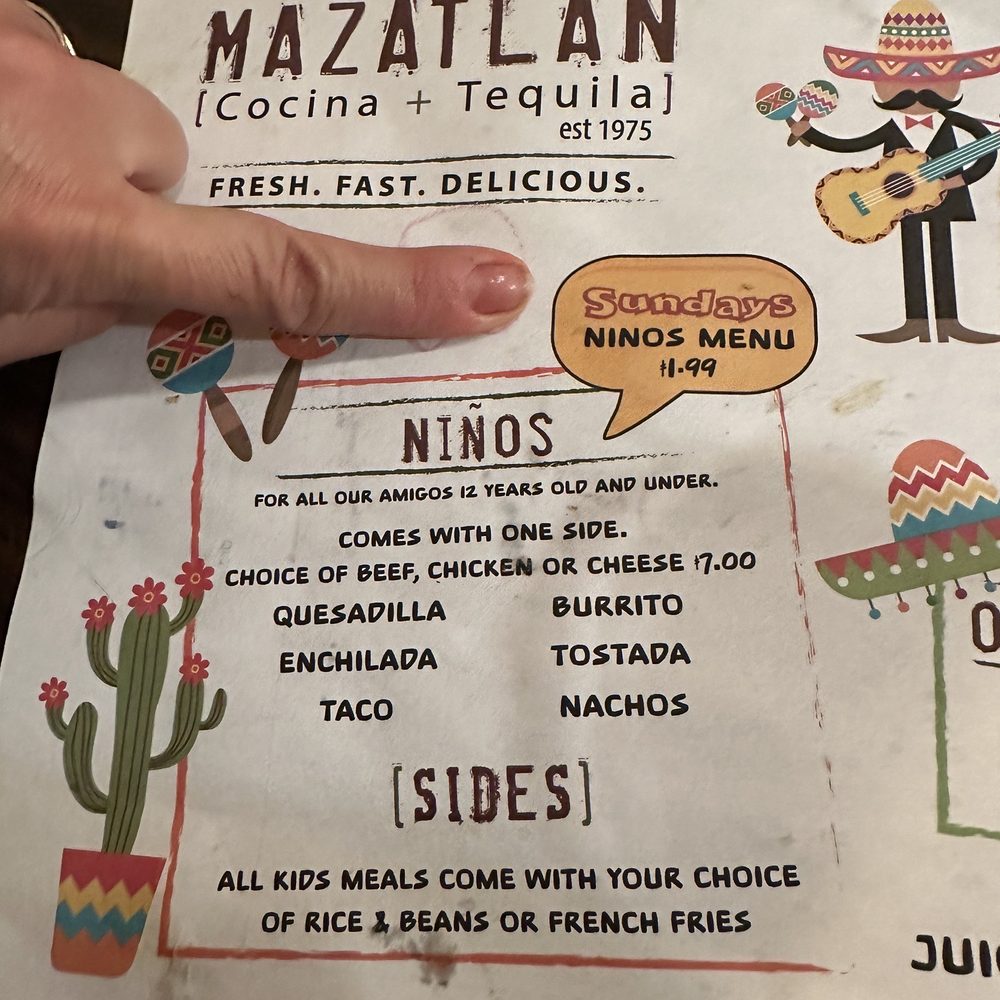 Kids menu