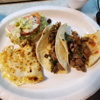 El Cubilete - Chimichanga (TL)  chicken quesadilla (BL) steak tacos (BR) - Mexican Near Me - Niagara Falls, New York