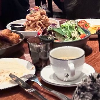 Limón - Rotisserie chicken , salad and 2 more appetizers one was grilled chicken and the other was calamari shrimp with yuca fries. - Peruvian Near Me - Mountain View, California