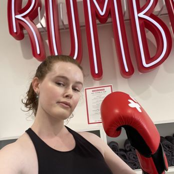 Rumble Boxing - Me by the sign after my class! - Boxing Near Me - San Ramon, California