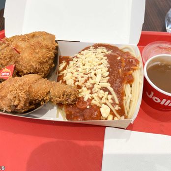 Jollibee - Chickenjoy Two-piece with side of spaghetti - Fast Food Near Me - Torrance, California Jollibee - Chickenjoy Two-piece with side of spaghetti - Fast Food Near Me - Torrance, California