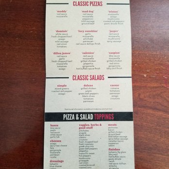 MOD Pizza - Menu back - Pizza Near Me - Oregon City, Oregon