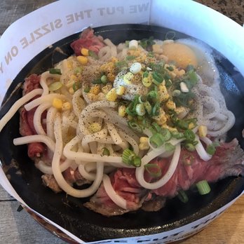 Sizzling Lunch - Beef udon ($12.50), plus egg ($1) - Steakhouses Near Me - Cupertino, California Sizzling Lunch - Beef udon ($12.50), plus egg ($1) - Steakhouses Near Me - Cupertino, California
