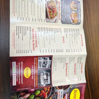 Honest - Menu - Indian Near Me - Houston, Texas
