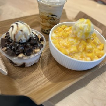 Snowtime - Brown Sugar Boba Milk  Choco Butter Kisses  Call-Me-Mango - Desserts Near Me - Campbell, California