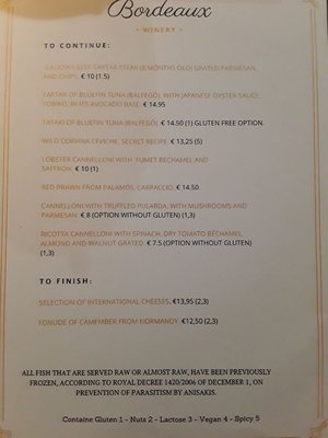 Menu photo 1 Bordeaux Barcelona, B Menu photo 1 Bordeaux Barcelona, B