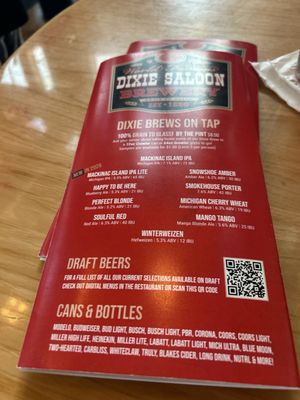 Menu photo 4 Dixie Saloon Mackinaw City, MI