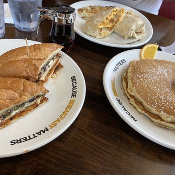 Papas and Eggs - Banana Pancakes Plate, Torta de Chilaquiles Special, Chorizo Burrito - Breakfast & Brunch Near Me - Mountain View, California