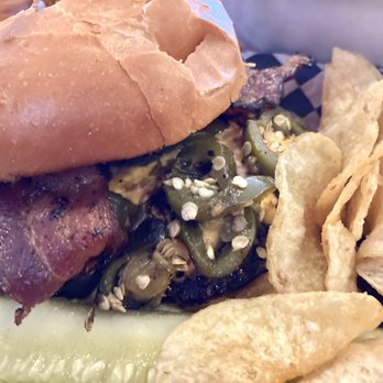 The Local Cow - El Chupacabra Burger with chips! YUM! - Burgers Near Me - Gresham, Oregon The Local Cow - El Chupacabra Burger with chips! YUM! - Burgers Near Me - Gresham, Oregon