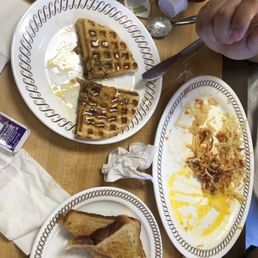 Waffle and hash browns with wheat toast! Waffle and hash browns with wheat toast!