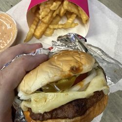 Braum's Ice Cream & Dairy - Jalapeño burger with fries and Braum's sauce.