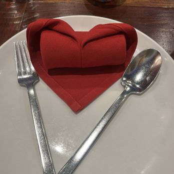 Thai Terrace - Place setting with cute heart shape napkin - Thai Near Me - Sacramento, California