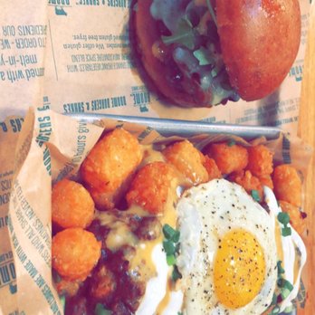 Brome Modern Eatery - Wild mushroom exchange for brome sauce  Sweet potato chili cheese tots add egg - Burgers Near Me - Dearborn, Michigan