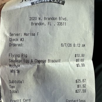 Just Love Coffee Cafe - Brandon FL - 6/2026 receipt - Breakfast & Brunch Near Me - Brandon, Florida Just Love Coffee Cafe - Brandon FL - 6/2026 receipt - Breakfast & Brunch Near Me - Brandon, Florida