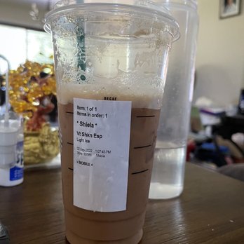 Starbucks - .... My coffee after all the foam is gone. I've sip a bit but that still a bit of a big difference. - Coffee & Tea Near Me - Bethesda, Maryland