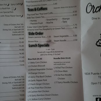 Orchid Thai - Menu as of 5/29/21 - Thai Near Me - Baldwin Park, California
