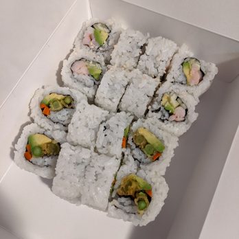 A & J Ichiban - CA roll (they come with shrimp not crab which my hubby loved) and my golden asparagus roll - Japanese Near Me - Eureka, California A & J Ichiban - CA roll (they come with shrimp not crab which my hubby loved) and my golden asparagus roll - Japanese Near Me - Eureka, California