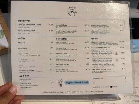 Menu photo 3 Chance’s Coffee San Diego, CA