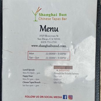 Shanghai Bun - Menu - Tapas Bars Near Me - San Diego, California Shanghai Bun - Menu - Tapas Bars Near Me - San Diego, California