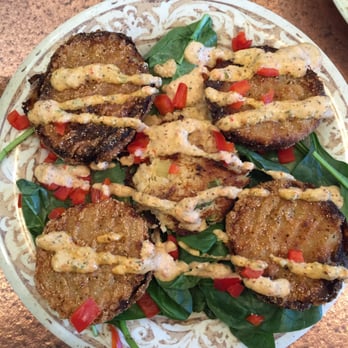 Another Broken Egg Cafe - Fried Green Tomatoes with Crab Cake and Spinach - American Near Me - Baton Rouge, Louisiana