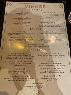 Menu photo 4 The Reserve Tamarack, ID Menu photo 4 The Reserve Tamarack, ID