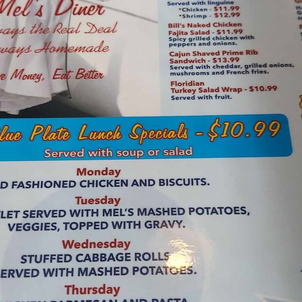 Mel's Diner - Menu - New American Near Me - Cape Coral, Florida