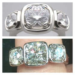 New England Jewelry - Top is the picture of the ring I wanted. Bottom is the amazing ring created by Ken at New England Jewelry from a pendant and earrings