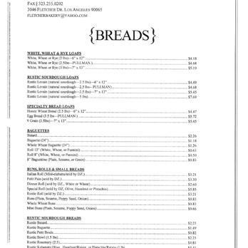 France Bakery - a list of breads - Bakeries Near Me - Los Angeles, California