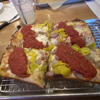 Rendezvous Pizza - Detroit Style - Medium - Pepperoni, Sausage, Pepperoncini. Delicious!!!! - Pizza Near Me - Oklahoma City, Oklahoma Rendezvous Pizza - Detroit Style - Medium - Pepperoni, Sausage, Pepperoncini. Delicious!!!! - Pizza Near Me - Oklahoma City, Oklahoma