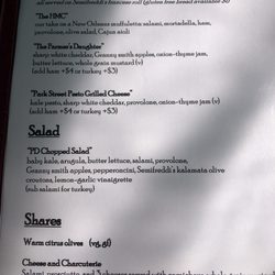 The Preacher's Daughter - Food menu, that's all! Everything else is mostly booze.