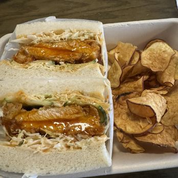 Sando Street - "KFC" sando with Japanese sweet potato chips - Japanese Near Me - Chicago, Illinois Sando Street - "KFC" sando with Japanese sweet potato chips - Japanese Near Me - Chicago, Illinois