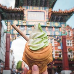 Taiyaki - @kacardinalli - Ice cream made of green tea and vanilla