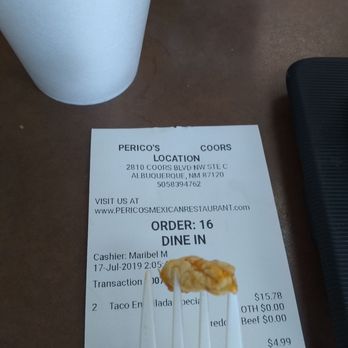 Perico's Albuquerque - Here is the chewing gum that some punk ass put in my meal at Pericos - Mexican Near Me - Albuquerque, New Mexico
