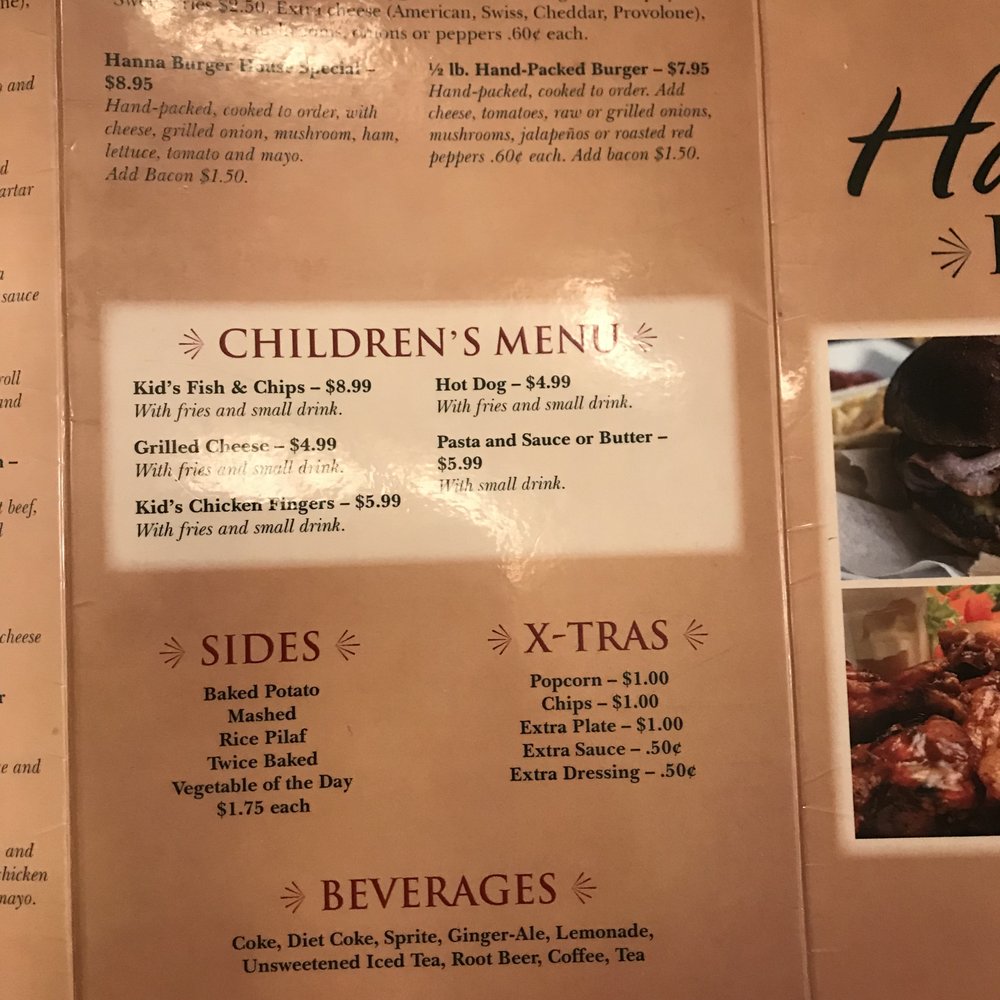 Hanna's Place - Children’s Menu - New American Near Me - Uxbridge, Massachusetts