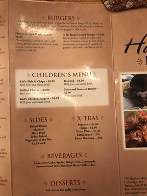 Menu photo 2 Hanna's Place Uxbridge, MA