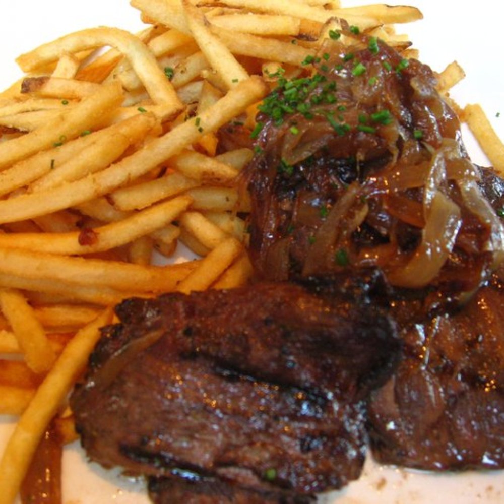 Buckeye Roadhouse - Marinated skirt steak with caramelized onions - American Near Me - Mill Valley, California Buckeye Roadhouse - Marinated skirt steak with caramelized onions - American Near Me - Mill Valley, California