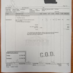 Long Island Windows and Siding - Florence unpaid cod receipt