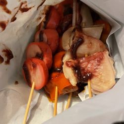 肥姐小食店 - 4 skewers combo (sausage, octopus, pig intestine, turkey kidney)