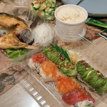 Sakura Sushi - Hamachi Kama, ninja, walnut prawn, salad and a little rice !thank you, Jessica! - Sushi Bars Near Me - San Rafael, California Sakura Sushi - Hamachi Kama, ninja, walnut prawn, salad and a little rice !thank you, Jessica! - Sushi Bars Near Me - San Rafael, California