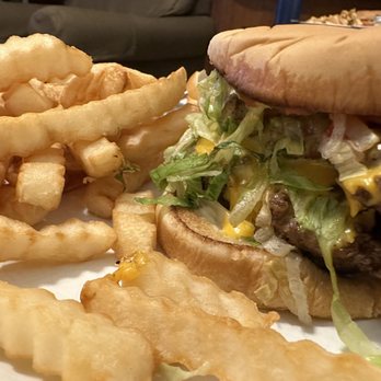 Nelson’s Burger Bar - A double Nelson Burger all the way, with fries. - Burgers Near Me - Tallahassee, Florida Nelson’s Burger Bar - A double Nelson Burger all the way, with fries. - Burgers Near Me - Tallahassee, Florida