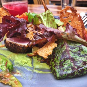 Foreign Cinema - Seared Pacific tuna "BLT," avocado, heirloom tomatoes, smoked bacon, fingerlings, lettuces, shallots, levain wafer - Breakfast & Brunch Near Me - San Francisco, California