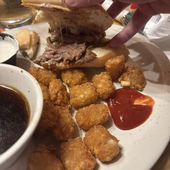 Mountain Village Restaurant - Smoked tri tip sandwich with overdone taters in old oil. - Mexican Near Me - Stanley, Idaho
