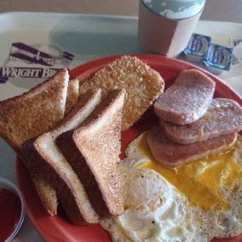 Wright Bros Cafe & Grille - Breakfast #1 Two ehgs, choice of meat, hash browns and  side order toast - Cafes Near Me - Honolulu, Hawaii
