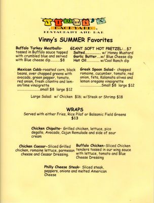 Menu photo 2 Vinny's Backyard Restaurant Stamford, CT Menu photo 2 Vinny's Backyard Restaurant Stamford, CT