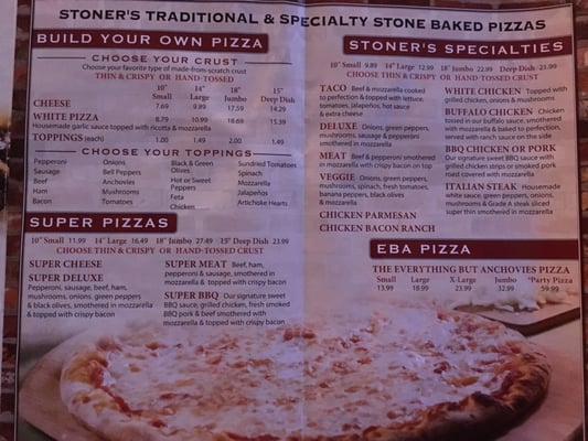 Menu photo 3 Stoner's Pizza Joint North Charleston, SC